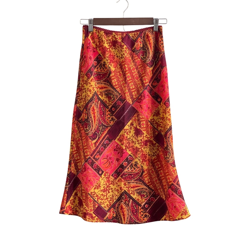 Vintage Y2K XI USA S Paisley Patchwork Maxi Skirt Boho Fairy Grunge 90s